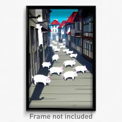 Pixel Art Poster - White Mews (8 Bit Psychedelic Trippy Weird Video Game Print)
