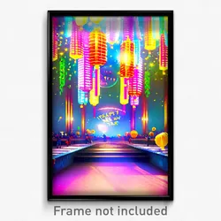 Pixel Art Poster - Imaginary New Year Day (8 Bit Psychedelic Video Game Print)