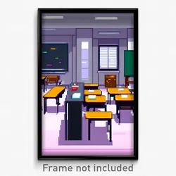 Pixel Art Poster - Basic Classroom (8 Bit Psychedelic Trippy Video Game Print)