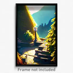Pixel Art Poster - Mountainous Well (8 Bit Psychedelic Trippy Video Game Print)