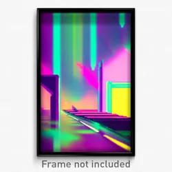 Pixel Art Poster - Glitch Art Territory (8 Bit Psychedelic Video Game Print)