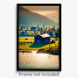 Pixel Art Poster - Jaw Dropping Farmstead (8 Bit Psychedelic Video Game Print)