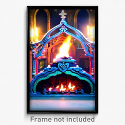 Pixel Art Poster - Enchanting Hearth (8 Bit Psychedelic Trippy Video Game Print)