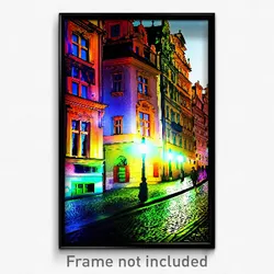 Pixel Art Poster - Quirky Prague (8 Bit Psychedelic Trippy Video Game Print)