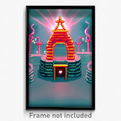 Pixel Art Poster - Squiggly Shrine (8 Bit Psychedelic Trippy Video Game Print)