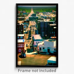 Pixel Art Poster - Black American Town (8 Bit Psychedelic Video Game Print)