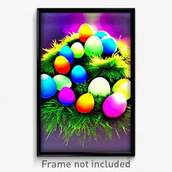 Pixel Art Poster - Electric Easter Eggs (8 Bit Psychedelic Video Game Print)