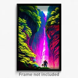 Pixel Art Poster - Vibrant Ravine (8 Bit Psychedelic Trippy Video Game Print)