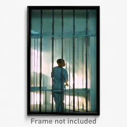 Pixel Art Poster - Light Blue Prison (8 Bit Psychedelic Trippy Video Game Print)