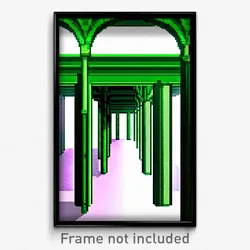 Pixel Art Poster - Green Colonnade (8 Bit Psychedelic Trippy Video Game Print)