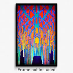 Pixel Art Poster - Webbed Discotheque (8 Bit Psychedelic Video Game Print)