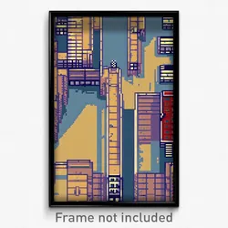 Pixel Art Poster - Rectangular German City (8 Bit Psychedelic Video Game Print)