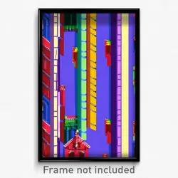 Pixel Art Poster - Multicolored Battlements (8 Bit Psychedelic Video Game Print)