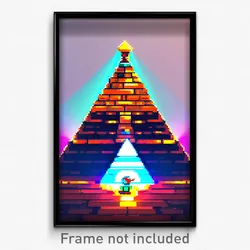 Pixel Art Poster - Cute Pyramid (8 Bit Psychedelic Trippy Video Game Print)