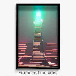 Pixel Art Poster - Bold Ziggurat (8 Bit Psychedelic Trippy Video Game Print)