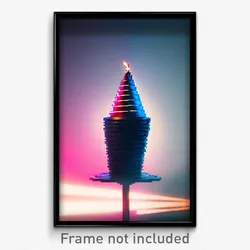 Pixel Art Poster - Jaw Dropping Cone (8 Bit Psychedelic Trippy Video Game Print)