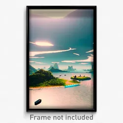 Pixel Art Poster - Remote Lagoon (8 Bit Psychedelic Trippy Video Game Print)