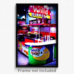 Pixel Art Poster - Wild Burger Stand (8 Bit Psychedelic Trippy Video Game Print)