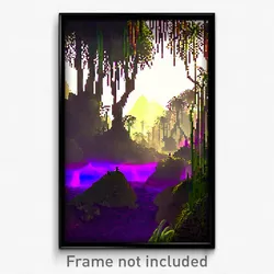 Pixel Art Poster - Meager Jungle (8 Bit Psychedelic Trippy Video Game Print)