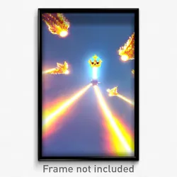 Pixel Art Poster - Flying Crown (8 Bit Psychedelic Trippy Video Game Print)