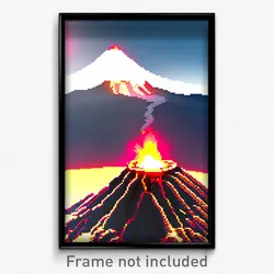 Pixel Art Poster - Sharp Volcano (8 Bit Psychedelic Trippy Video Game Print)