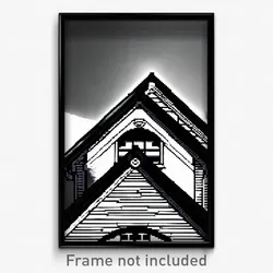 Pixel Art Poster - Urban Gable (8 Bit Psychedelic Trippy Weird Video Game Print)
