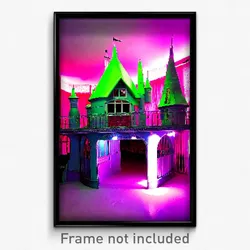 Pixel Art Poster - Showy Cathouse (8 Bit Psychedelic Trippy Video Game Print)