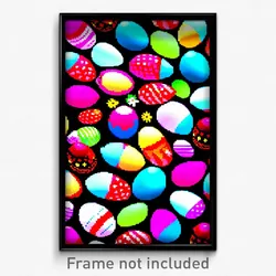 Pixel Art Poster - Unique Easter Eggs (8 Bit Psychedelic Video Game Print)