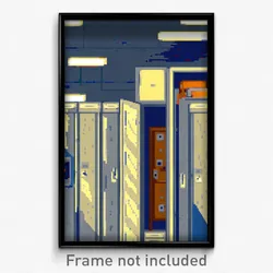 Pixel Art Poster - Distorted Locker Room (8 Bit Psychedelic Video Game Print)
