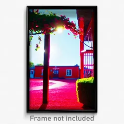 Pixel Art Poster - Red Yard (8 Bit Psychedelic Trippy Weird Video Game Print)