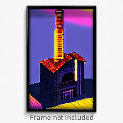 Pixel Art Poster - Famous Chimney (8 Bit Psychedelic Trippy Video Game Print)