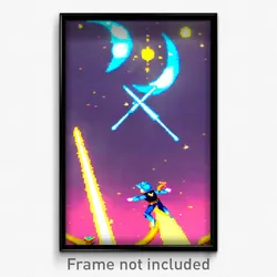 Pixel Art Poster - Memorable Moon Battle (8 Bit Psychedelic Video Game Print)