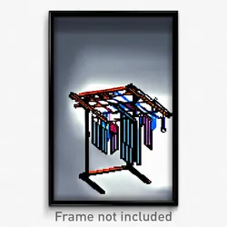 Pixel Art Poster - Simplistic Drying Rack (8 Bit Psychedelic Video Game Print)