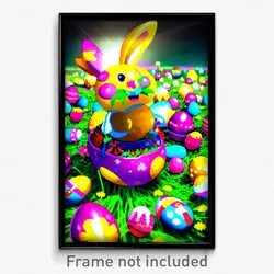 Pixel Art Poster - Outrageous Easter Eggs (8 Bit Psychedelic Video Game Print)