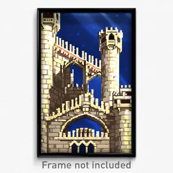 Pixel Art Poster - Fantastic Battlements (8 Bit Psychedelic Video Game Print)