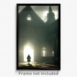 Pixel Art Poster - Dreary Friary (8 Bit Psychedelic Trippy Video Game Print)