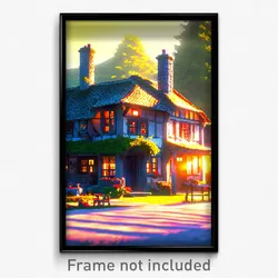 Pixel Art Poster - Beloved Cottage (8 Bit Psychedelic Trippy Video Game Print)