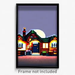 Pixel Art Poster - Showy Cottage (8 Bit Psychedelic Trippy Video Game Print)