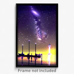 Pixel Art Poster - Starry Marina (8 Bit Psychedelic Trippy Video Game Print)