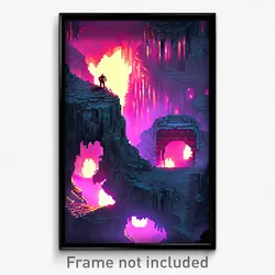 Pixel Art Poster - Agitated Cavern (8 Bit Psychedelic Trippy Video Game Print)