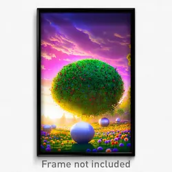 Pixel Art Poster - Spherical Meadow (8 Bit Psychedelic Trippy Video Game Print)