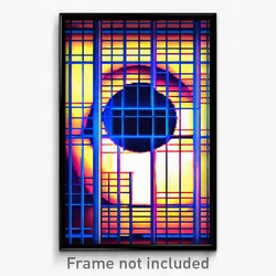 Pixel Art Poster - Digital Wire Frame Aperture (8 Bit Video Game Print)