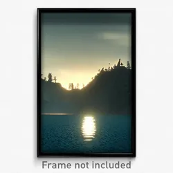 Pixel Art Poster - Mysterious Lake (8 Bit Psychedelic Trippy Video Game Print)