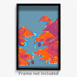Pixel Art Poster - Orange Peninsula (8 Bit Psychedelic Trippy Video Game Print)