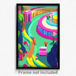 Pixel Art Poster - Wavy County (8 Bit Psychedelic Trippy Weird Video Game Print)