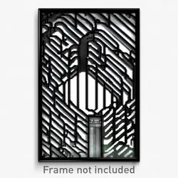 Pixel Art Poster - Complex Wire Frame Maze (8 Bit Psychedelic Video Game Print)