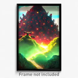 Pixel Art Poster - Monstrous Heap (8 Bit Psychedelic Trippy Video Game Print)