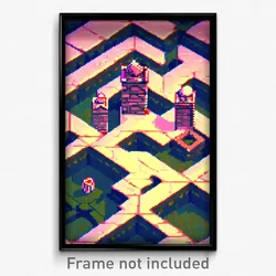 Pixel Art Poster - Square Citadel (8 Bit Psychedelic Trippy Video Game Print)
