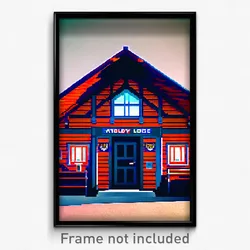 Pixel Art Poster - Notable Lodge (8 Bit Psychedelic Trippy Video Game Print)