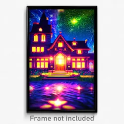 Pixel Art Poster - Starry Manor (8 Bit Psychedelic Trippy Video Game Print)